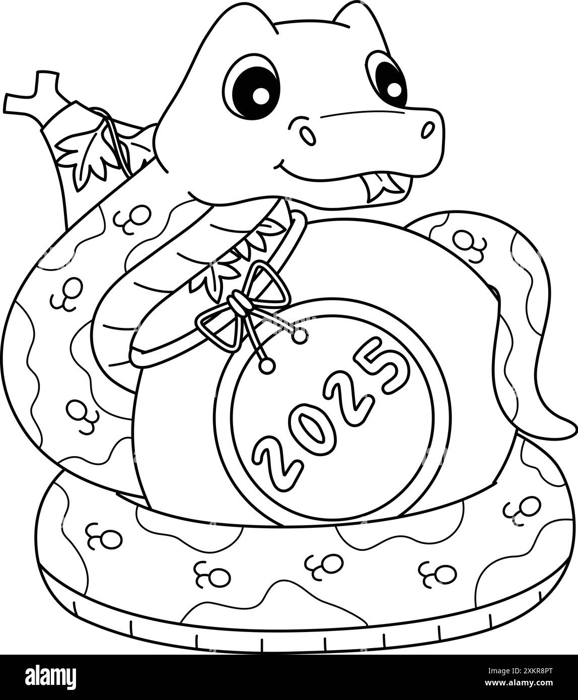 Year of the Snake Holding Gourd Isolated Coloring Stock Vector Image ...