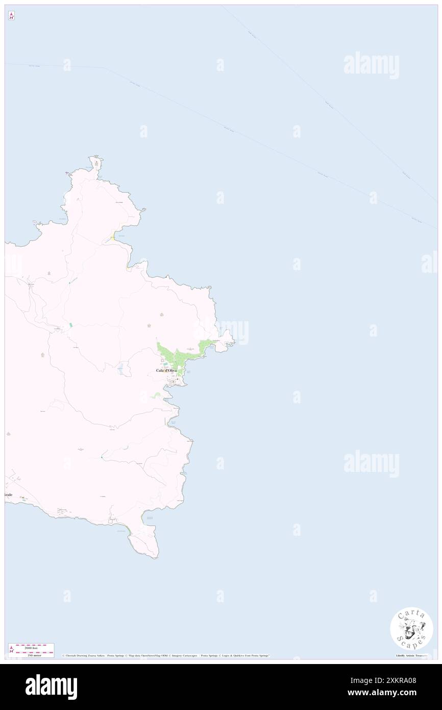 Cala del Turco, IT, Italy, Sardinia, N 41 5' 22'', N 8 20' 51'', map, Cartascapes Map published in 2024. Explore Cartascapes, a map revealing Earth's diverse landscapes, cultures, and ecosystems. Journey through time and space, discovering the interconnectedness of our planet's past, present, and future. Stock Photo