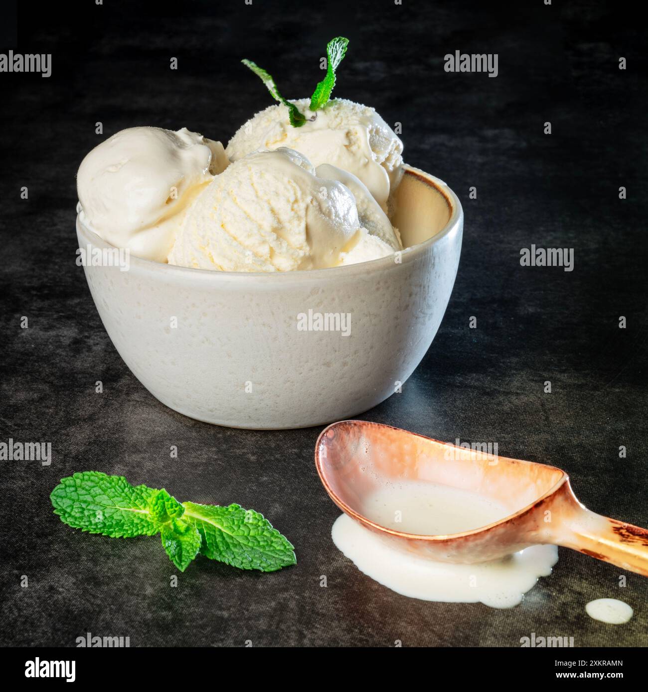 Vanilla Ice Cream served in a bowl Stock Photo - Alamy