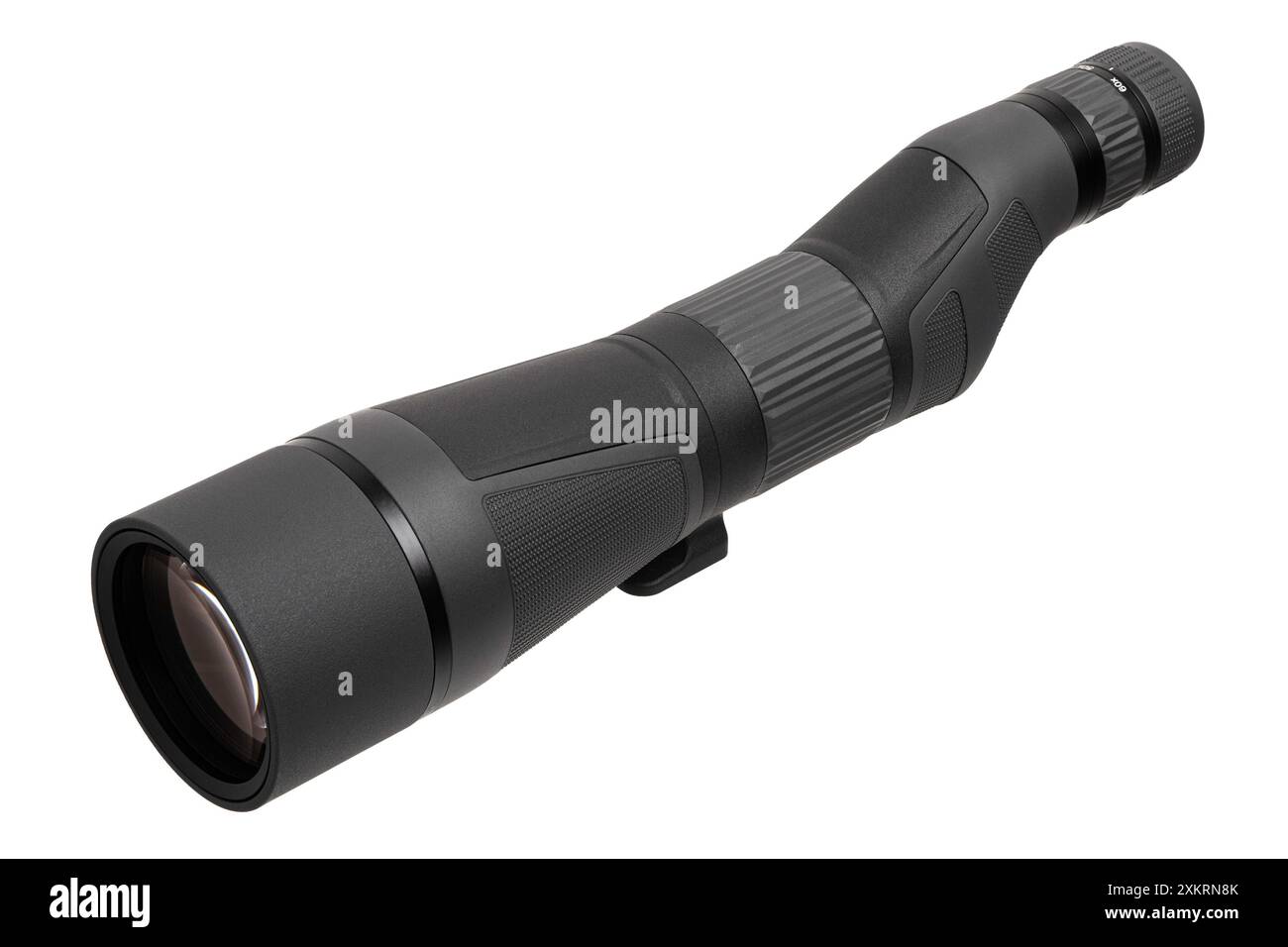Modern spyglass. Long-range observation device. Monocular isolate on a white background. Stock Photo