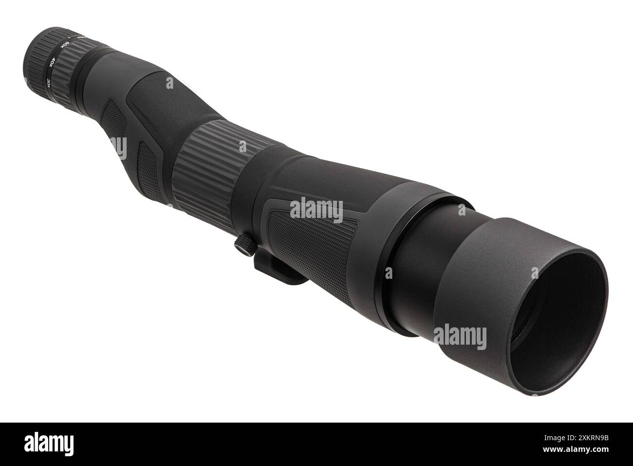 Modern spyglass. Long-range observation device. Monocular isolate on a white background. Stock Photo