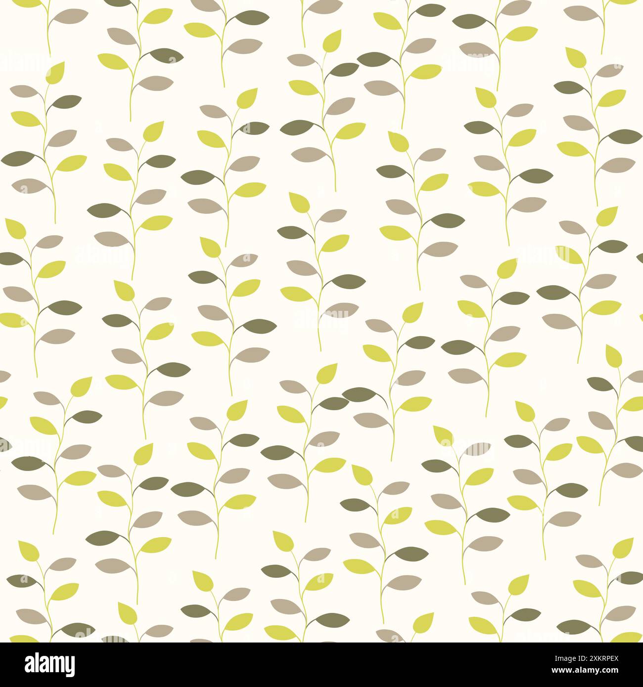 Floral seamless pattern colorful branch elements. Random placed vector botany plants on beige background Stock Vector