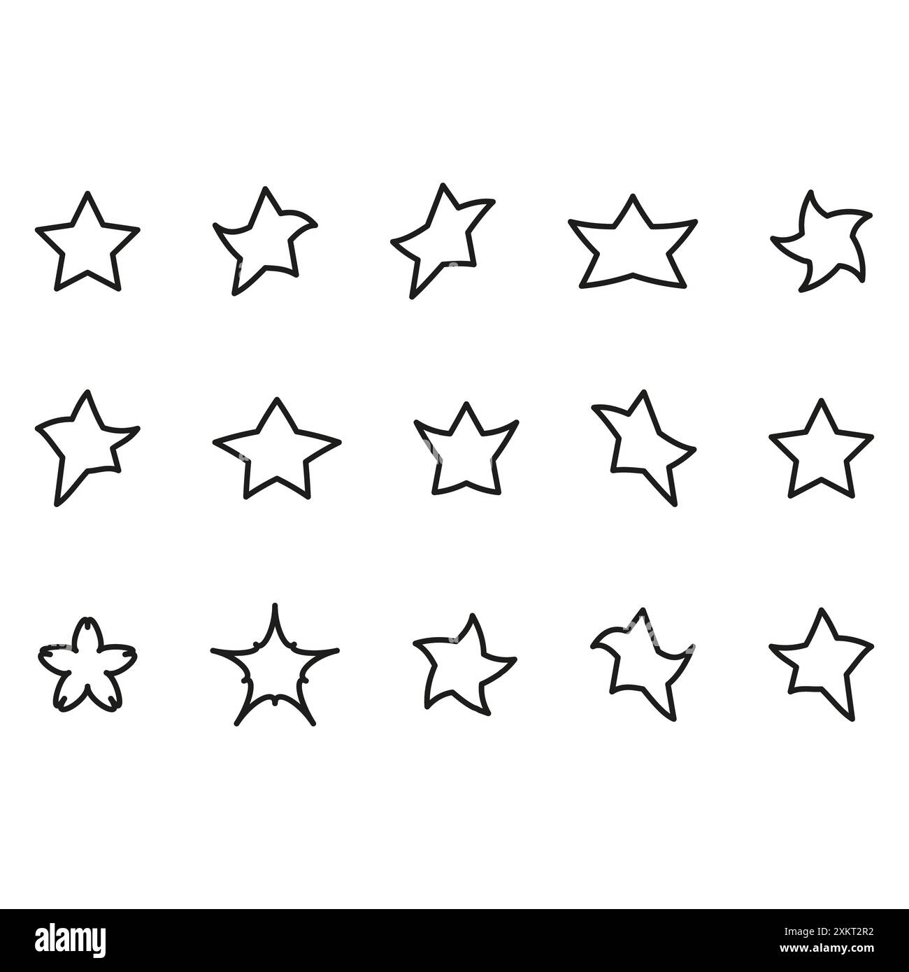 Hand drawn star set. Varied outline styles. Geometric vector shapes ...