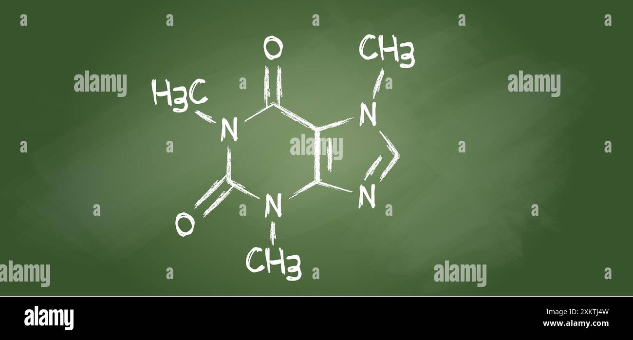 Coffee, caffeine chemical structure, C8H10N4O2. Structural formulas ...