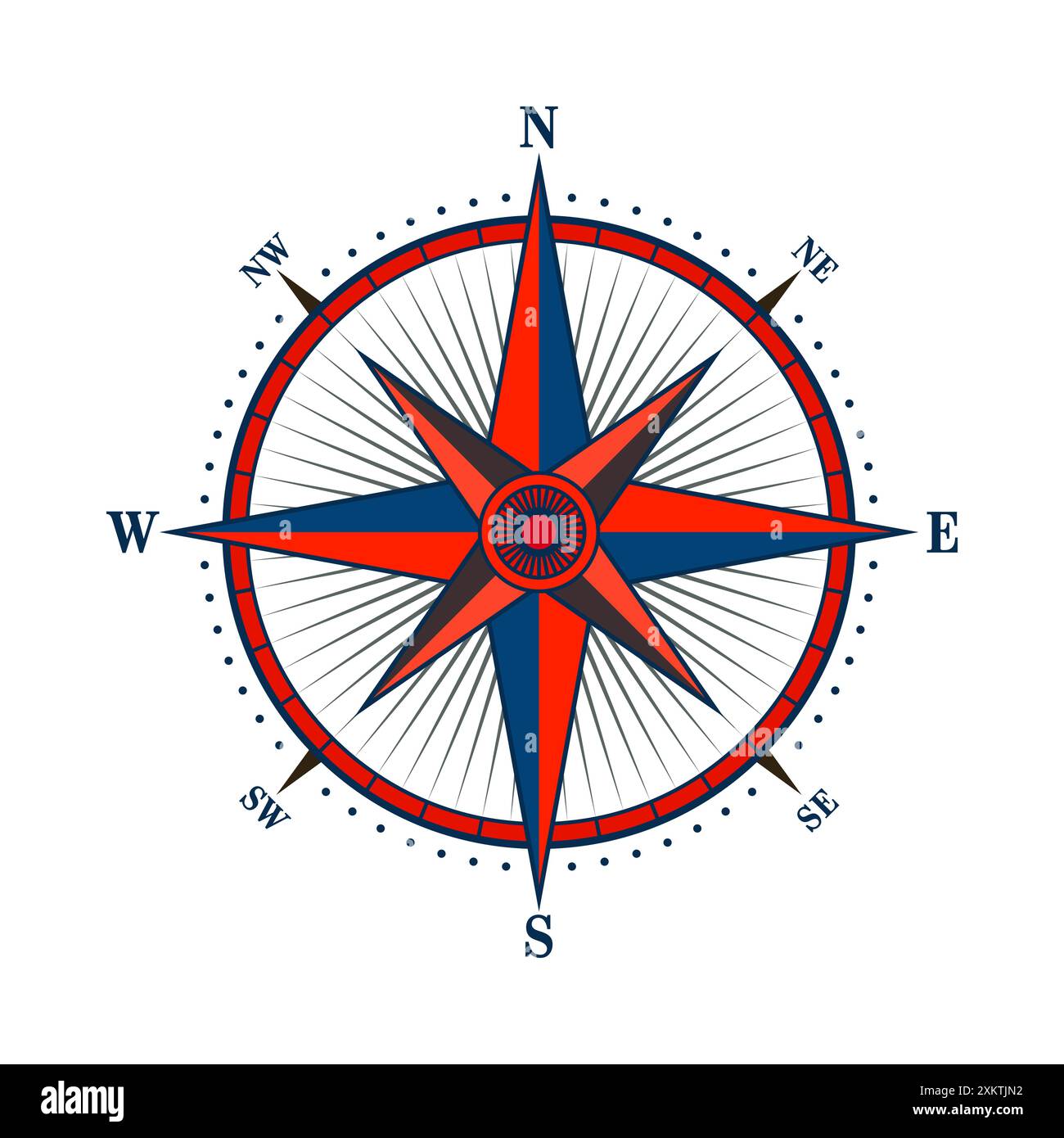 Vintage marine wind rose, nautical chart. Colorful navigational compass ...