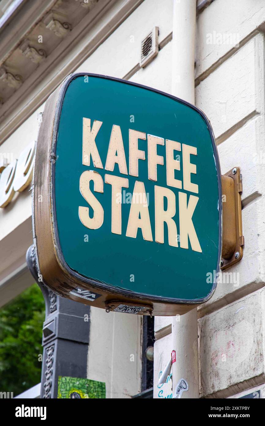 Kaffee Stark cabinet sign at Wohlwillstrasse 18 in St. Pauli district of Hamburg, Germany Stock Photo