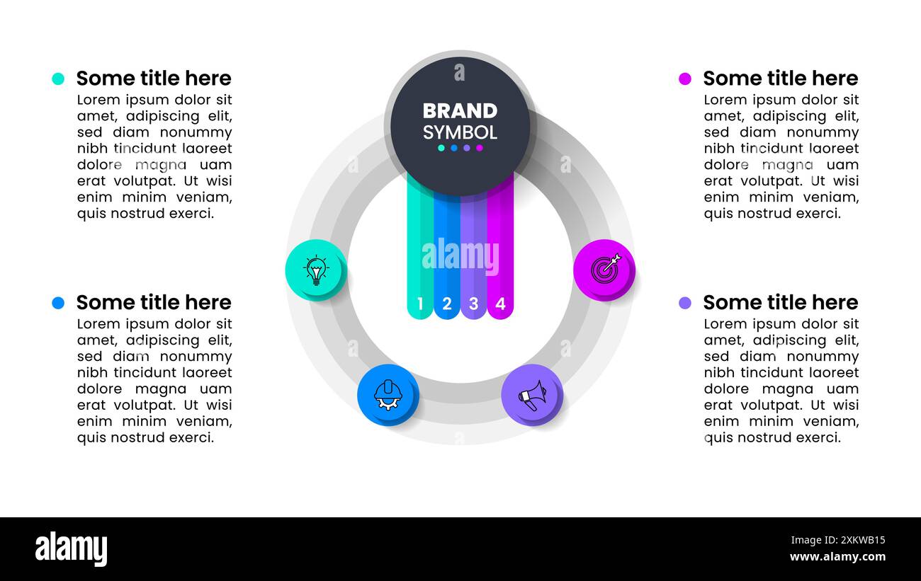 Infographic template with icons and 4 options or steps. Abstract circle ...