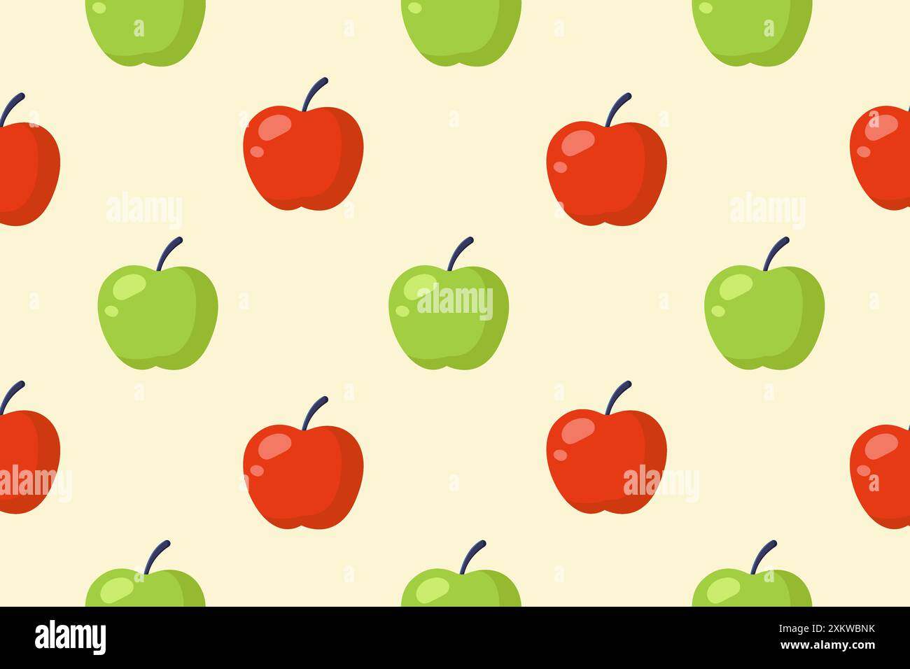 Red and yellow apples. Vector seamless pattern Stock Vector