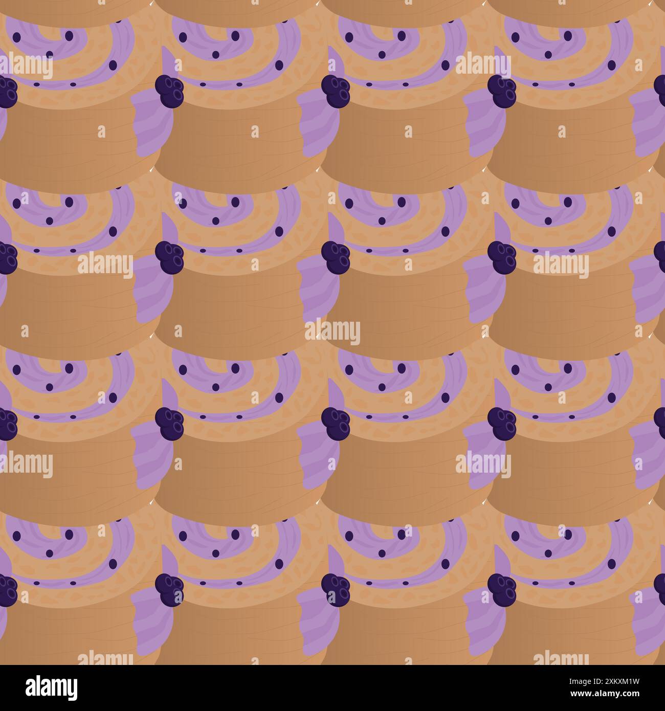 Sponge roll with blueberry jam. Seamless pattern.  Stock Vector