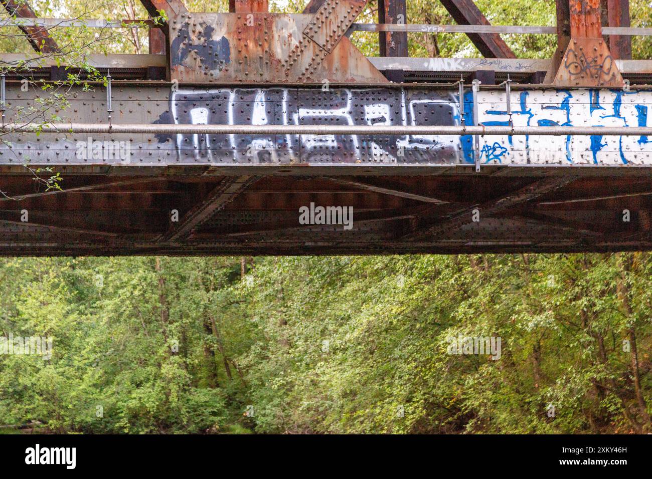 Old bridge behind trees in hi-res stock photography and images - Alamy