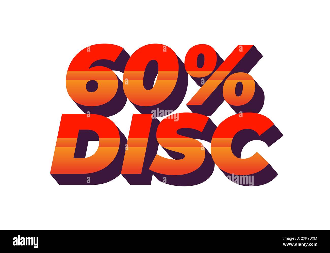 60 percent discount. Text effect design in 3D style with good colors ...
