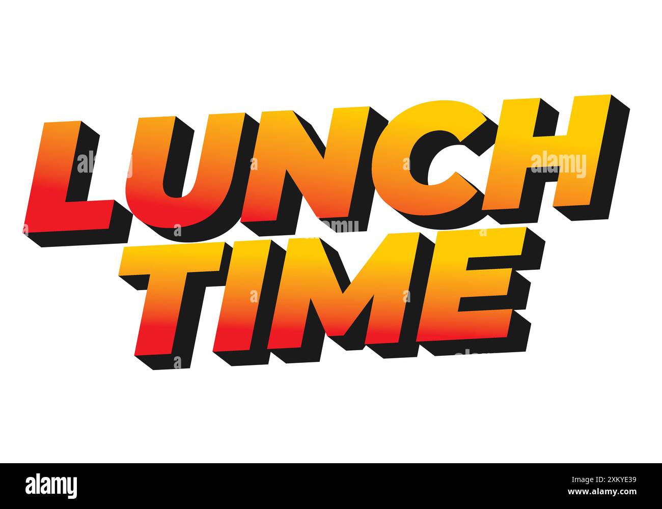 Lunch time. Text effect design in 3D style with good colors Stock
