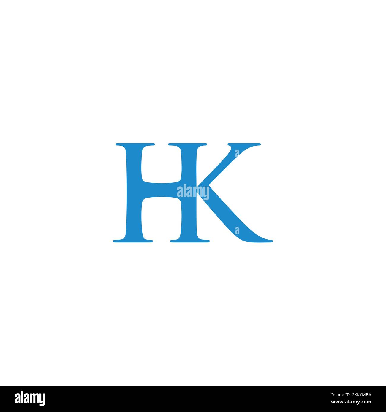 letter hk simple linked font blue logo vector Stock Vector