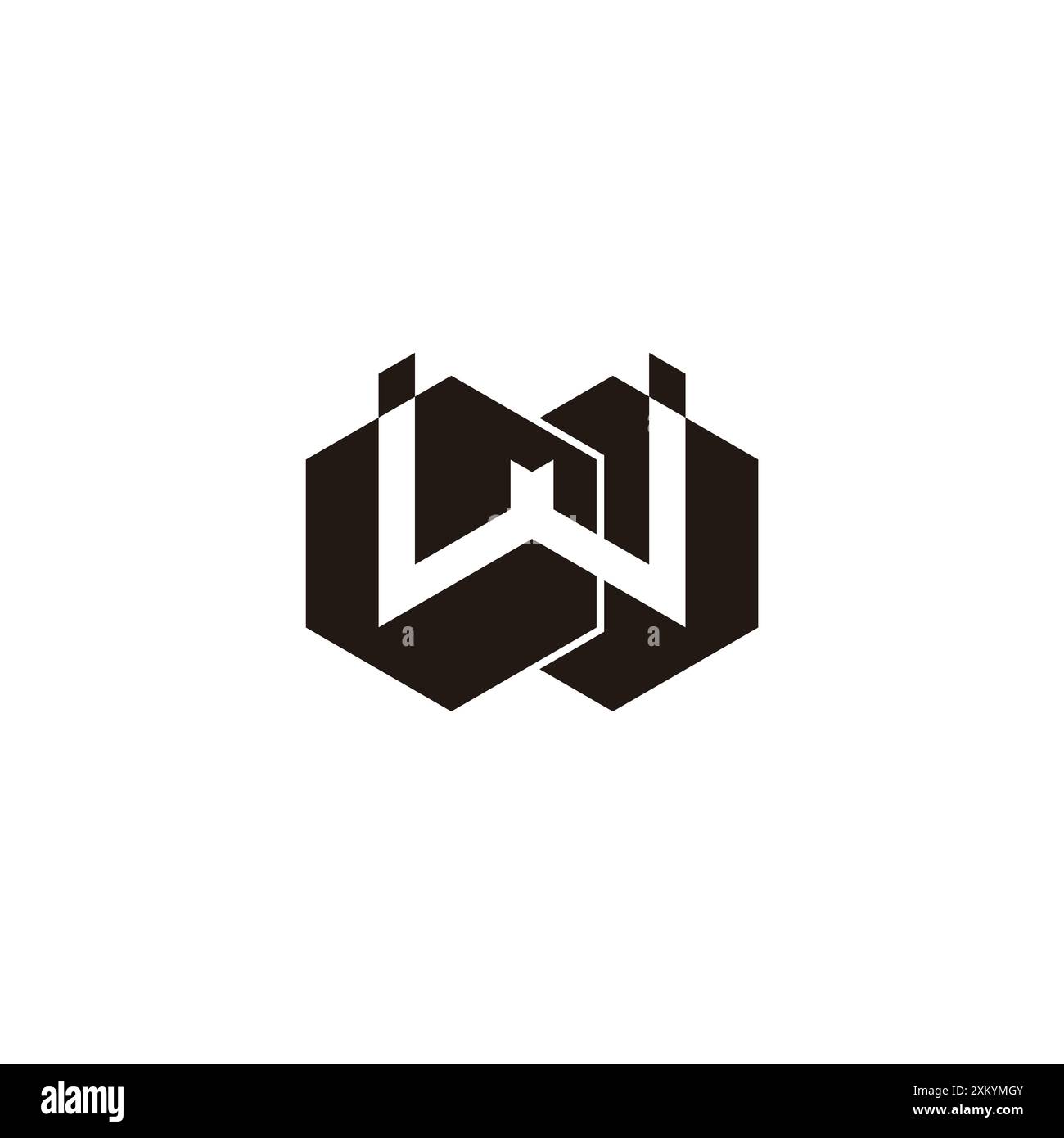 letter w linked hexagon simple geometric logo vector Stock Vector