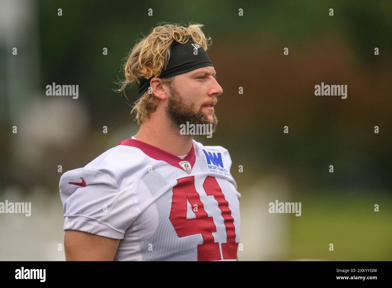 July 24 2024: Washington Commanders tight end Colson Yankoff (41) walks to the field during the Washington Commanders training camp practice at the OrthoVirginia Training Center at Commanders Park in Ashburn, Va.