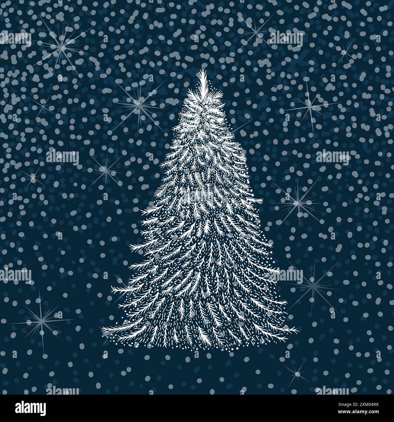 Snowy graphic tree Christmas tree Snow needles Happy New Year hand