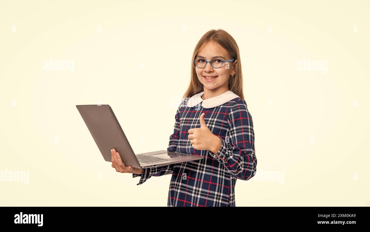 photo of elearning school teen girl show thumb up. education online ...