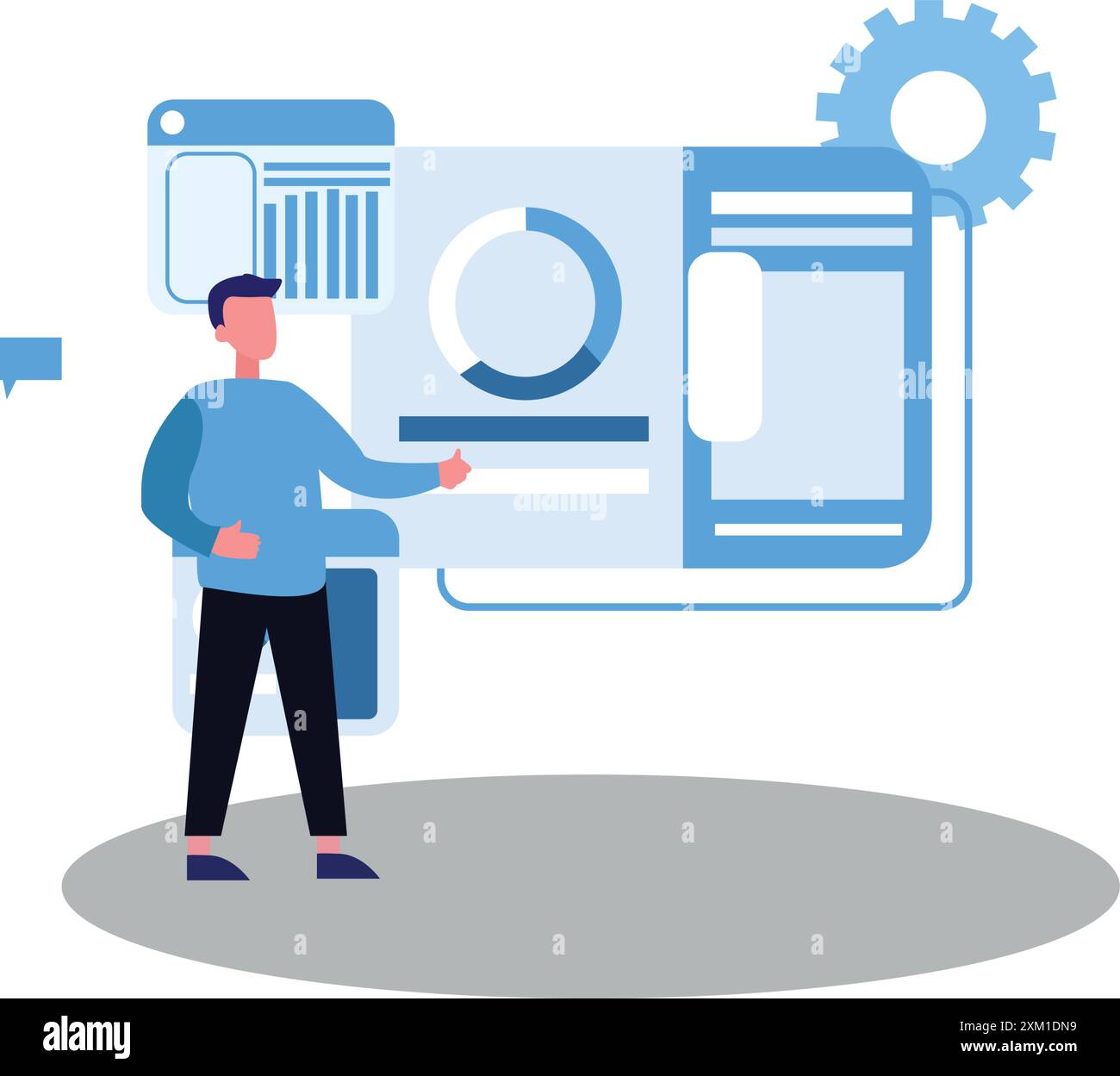Vector illustration of working man with laptop Stock Vector Image & Art ...