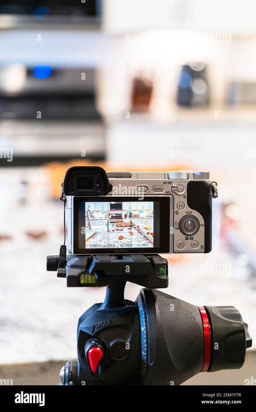 Recording Video with DSLR Camera in Modern Kitchen Stock Photo - Alamy