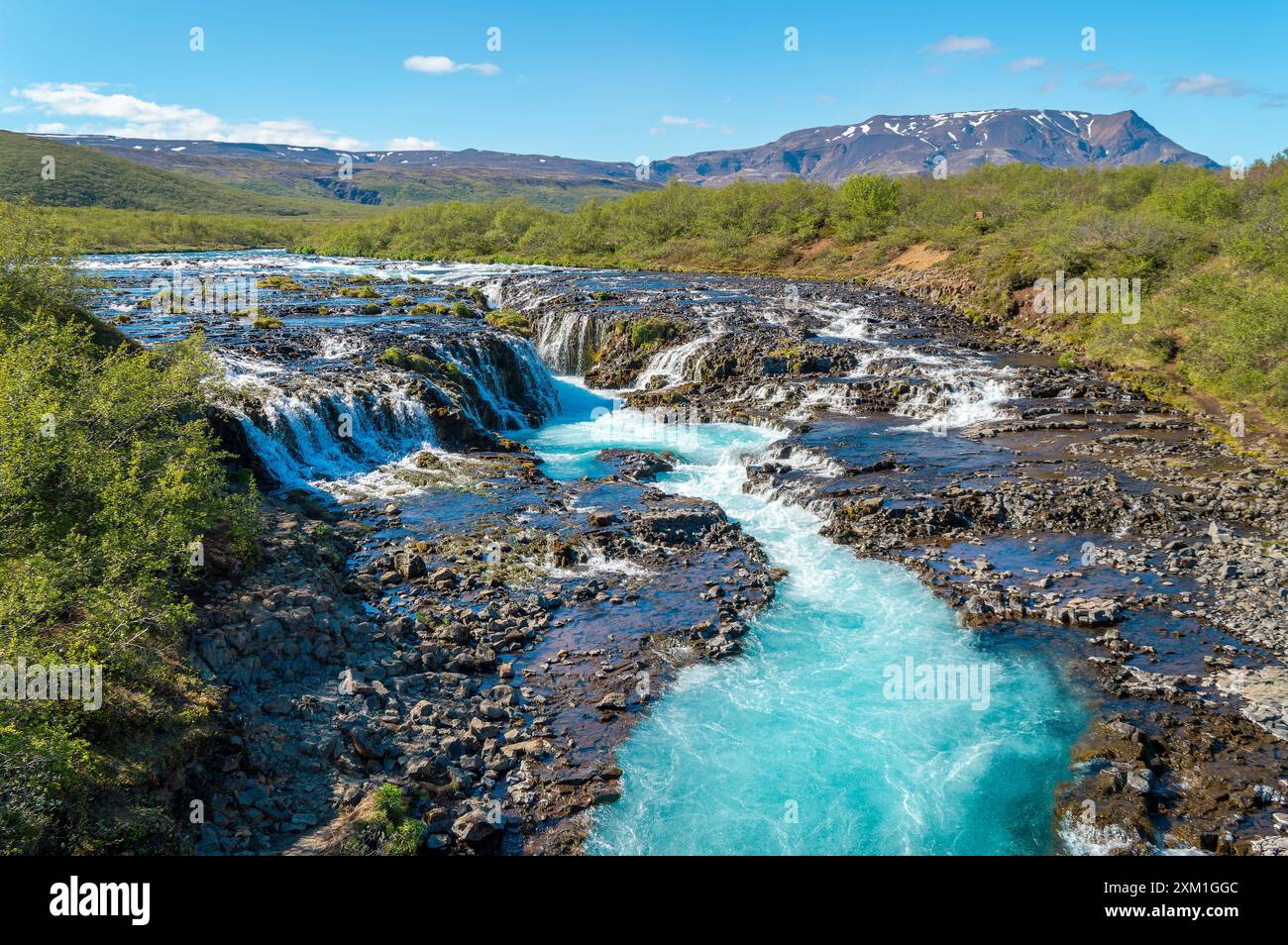 Blue waterfall of Bruarfoss in the Golden Circle, Iceland Stock Photo ...