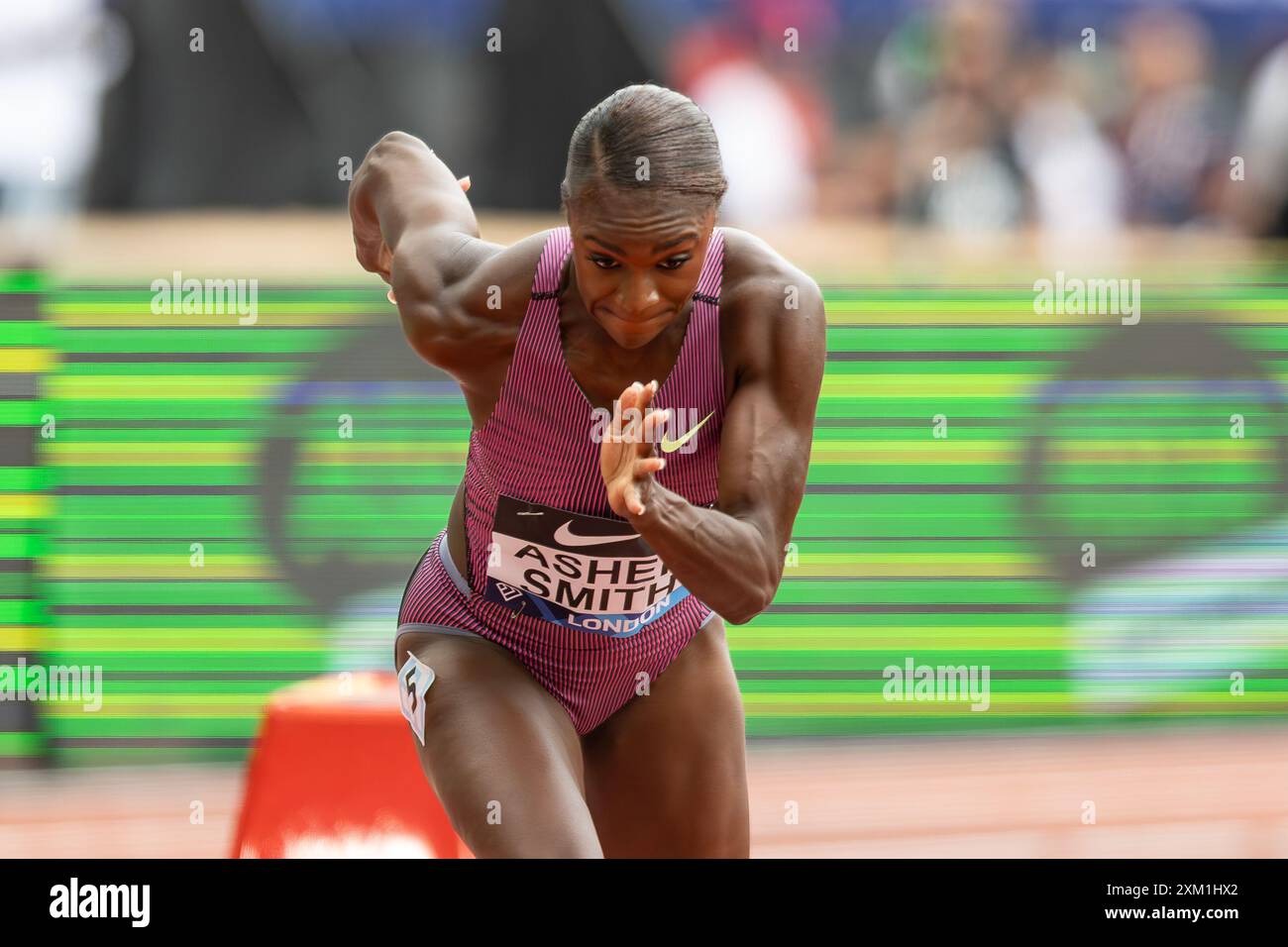 Dina Asher-Smith (GBR), 200m Women, during the Wanda Diamond League athletics meet at the London Stadium, London, England on 20 July 2024. Stock Photo