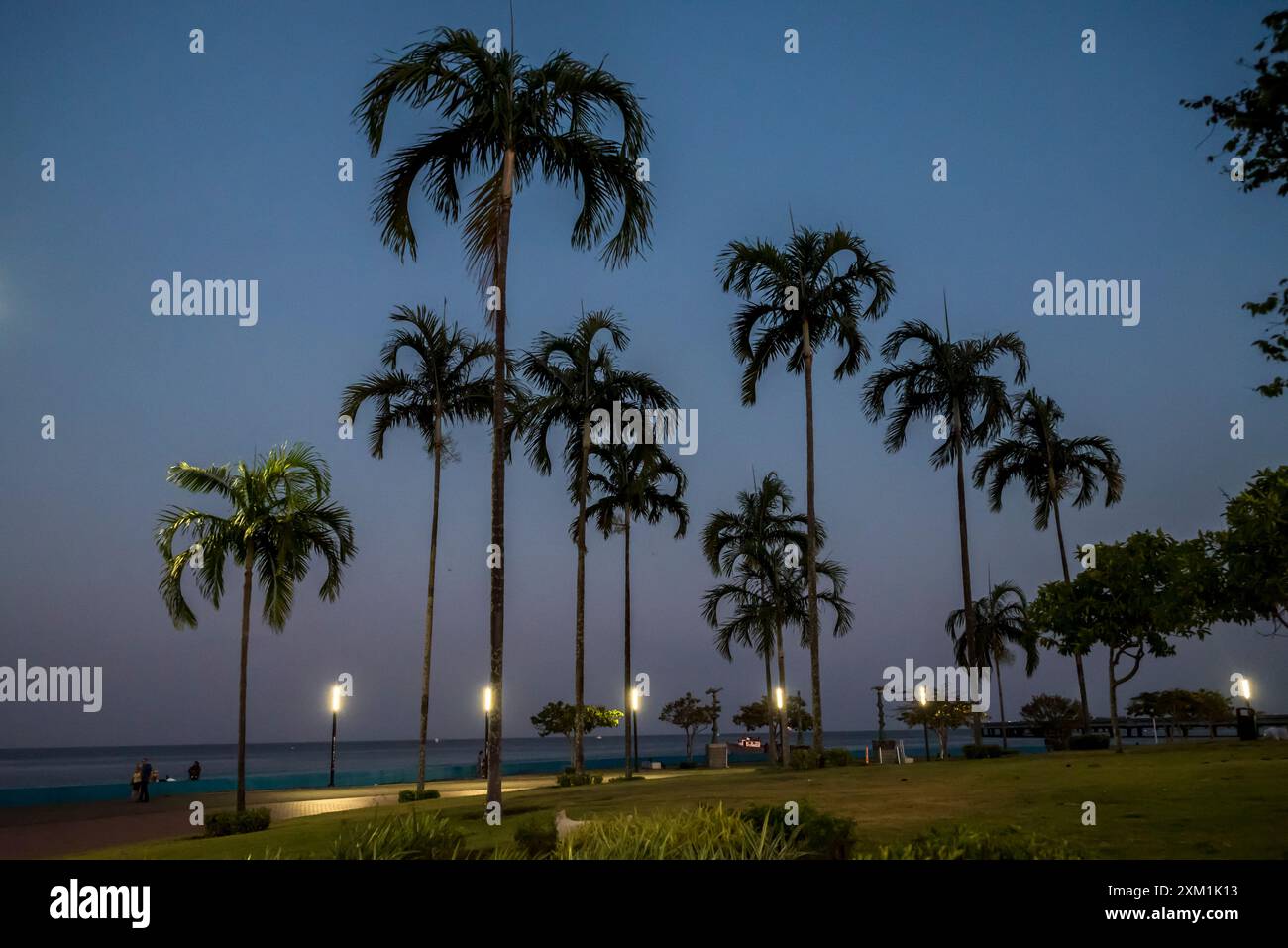 Panama Bay seascape at night, Panama City, Panama, Central America Stock Photo