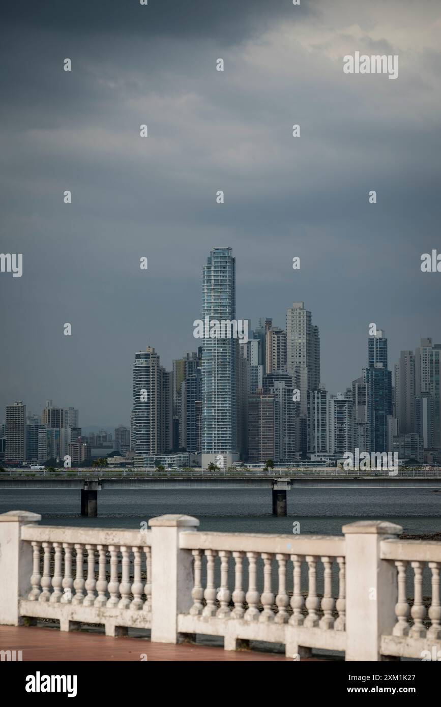 City skyline seen from Casco Viejo, the old city centre, Panama City, Panama Stock Photo