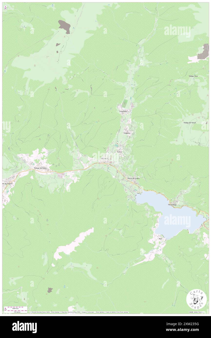 Bezzecca, Provincia autonoma di Trento, IT, Italy, Trentino-Alto Adige, N 45 53' 49'', N 10 43' 5'', map, Cartascapes Map published in 2024. Explore Cartascapes, a map revealing Earth's diverse landscapes, cultures, and ecosystems. Journey through time and space, discovering the interconnectedness of our planet's past, present, and future. Stock Photo