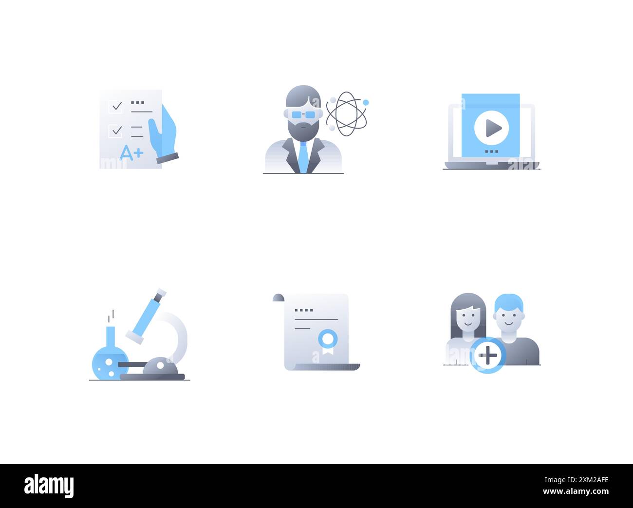 Academic success and knowledge - flat design style icons set Stock Vector