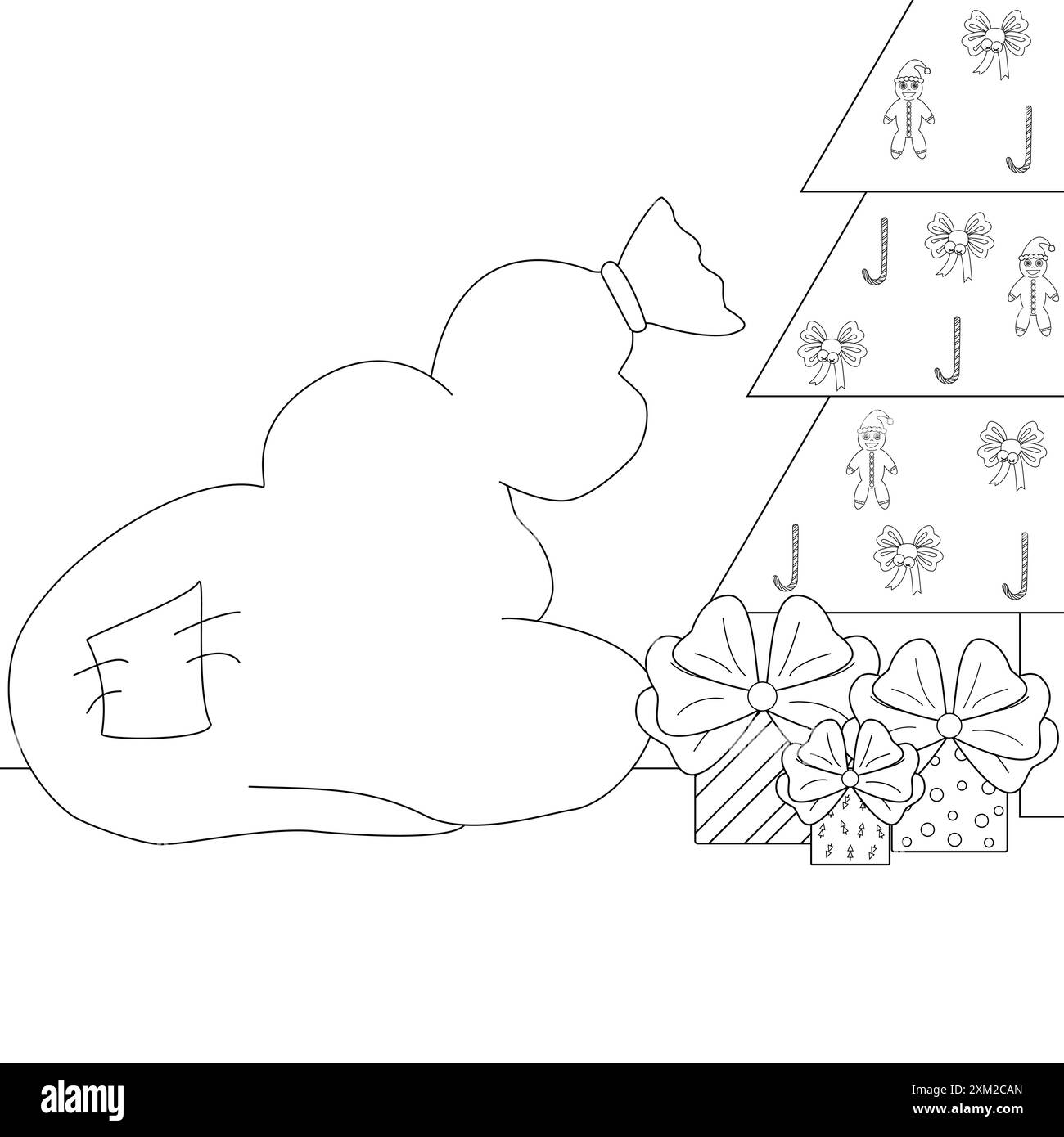 Childrens Coloring Books A Sack Of Presents By The Christmas Tree Childrens coloring books a sack of presents by the christmas tree