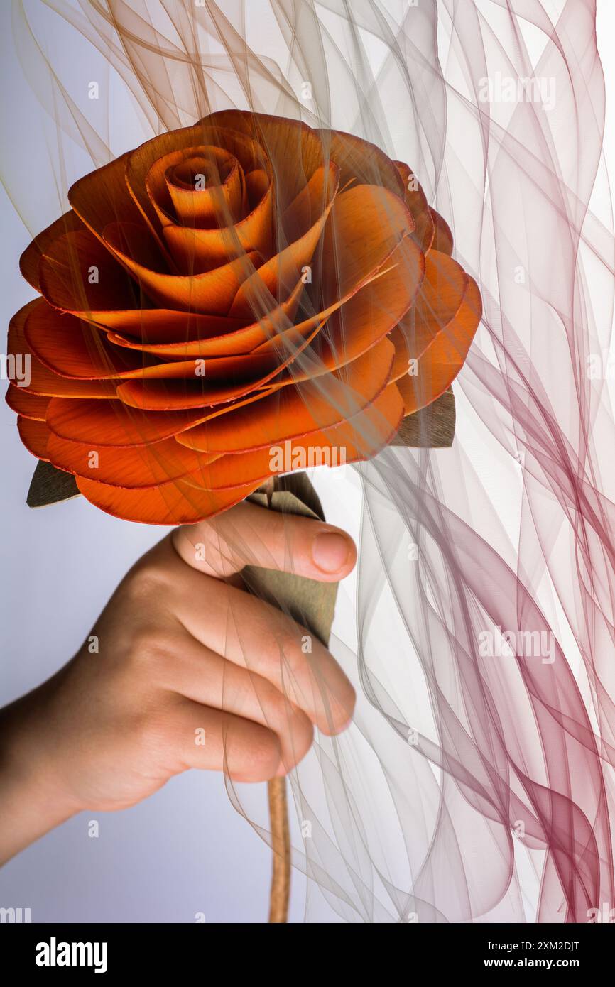 Beautiful colorful wooden fake rose Stock Photo - Alamy