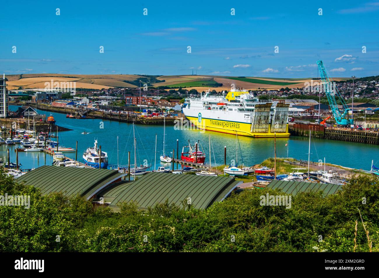 Transmanche Ferry docked at Newhaven Port Stock Photo