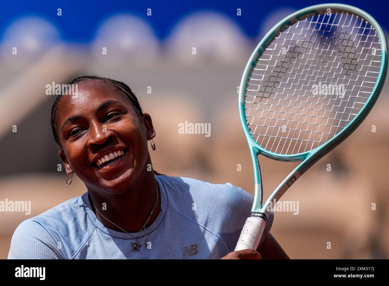 Coco Gauff of the U S attends a practice session ahead of the tennis Coco Gauff of the U S attends a practice session ahead of the tennis