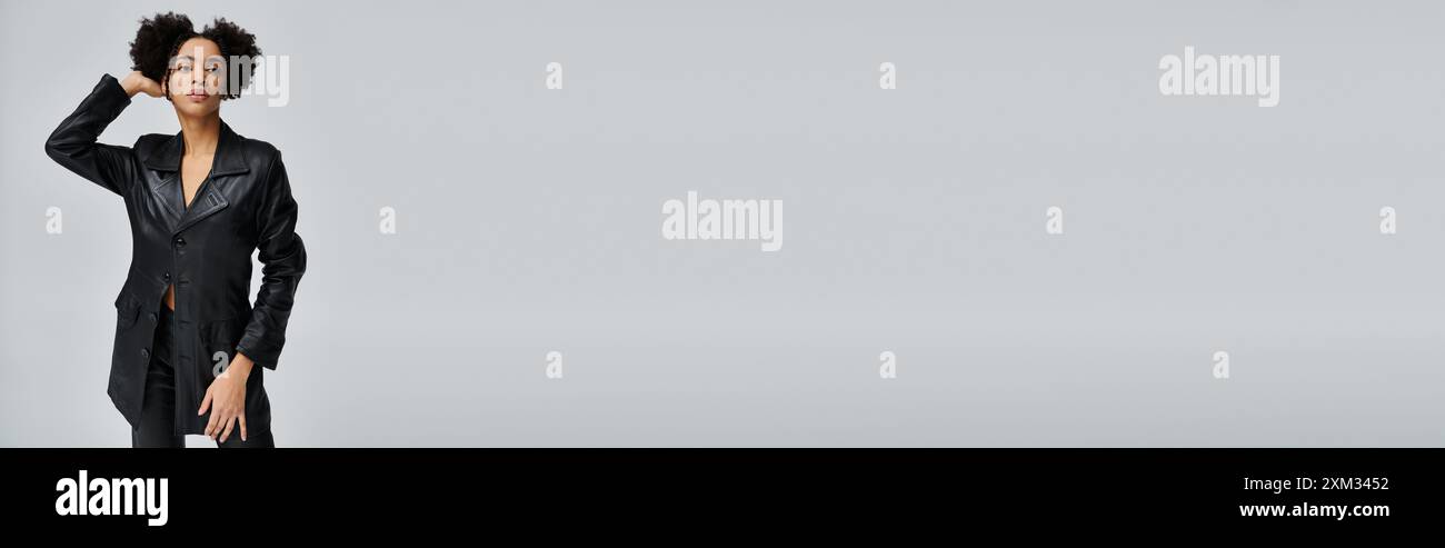 Black woman in leather pants hi-res stock photography and images - Alamy