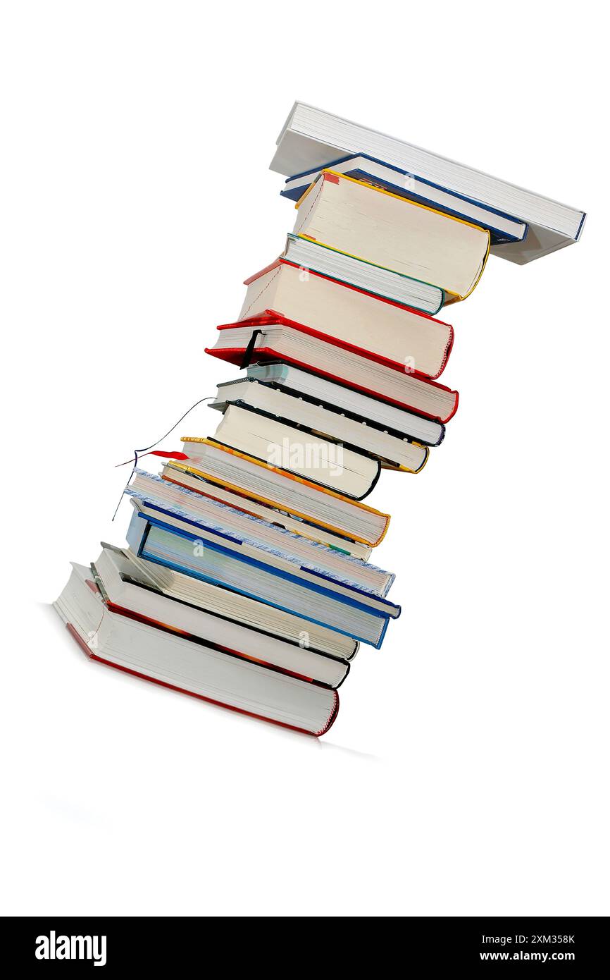 Bücher Stapel diagonal, Freisteller Stock Photo
