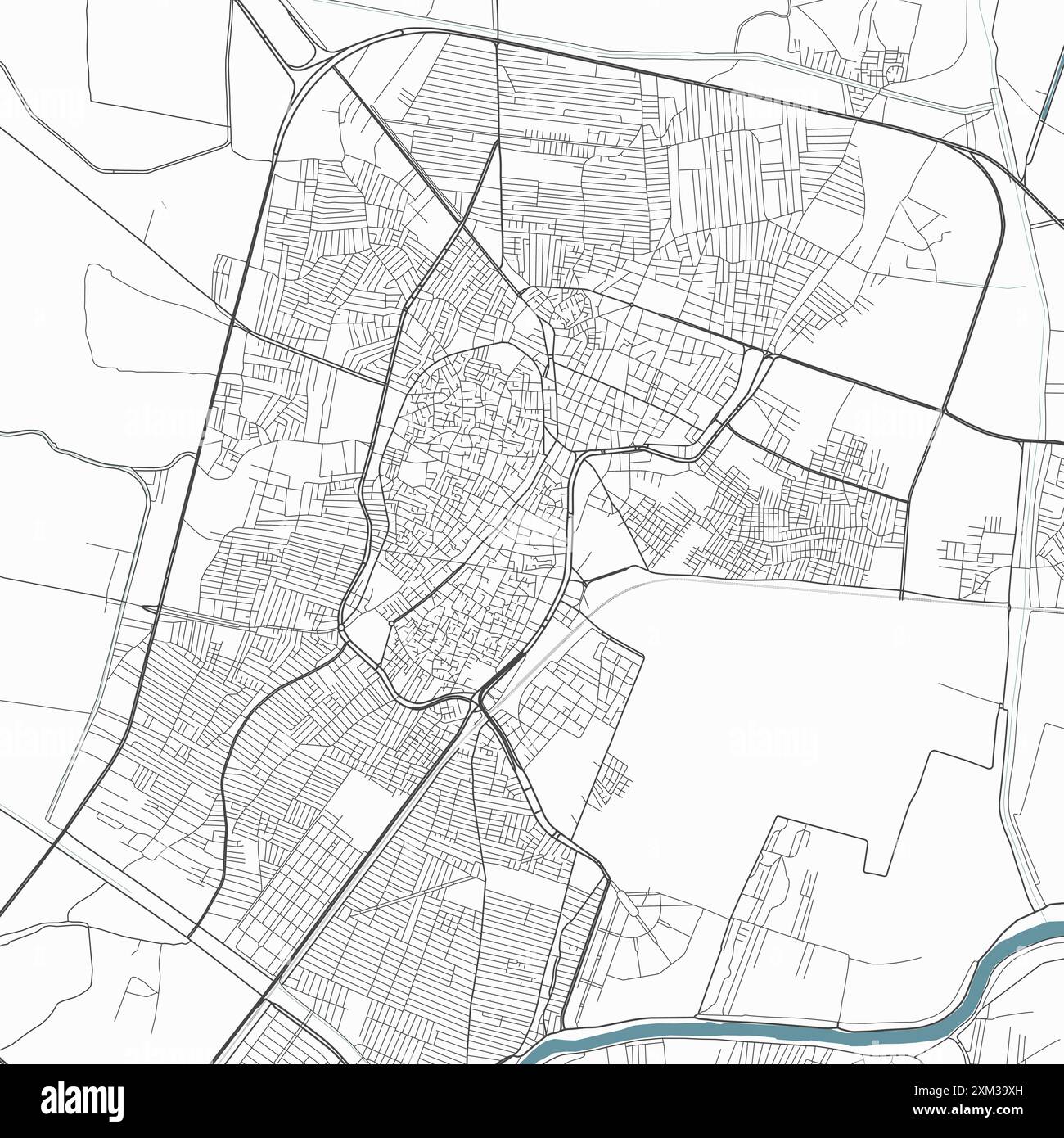 Map of El Mahalla El Kubra, Egypt. Detailed city vector map