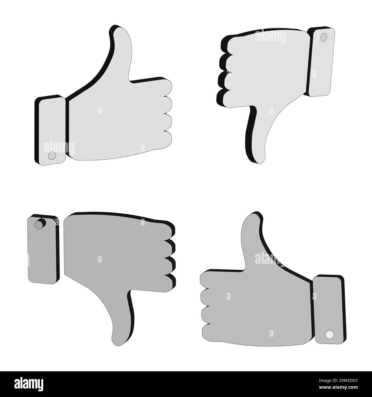 Thumbs Up and Down Icons. Vector Approval Symbols. Minimalist Like ...