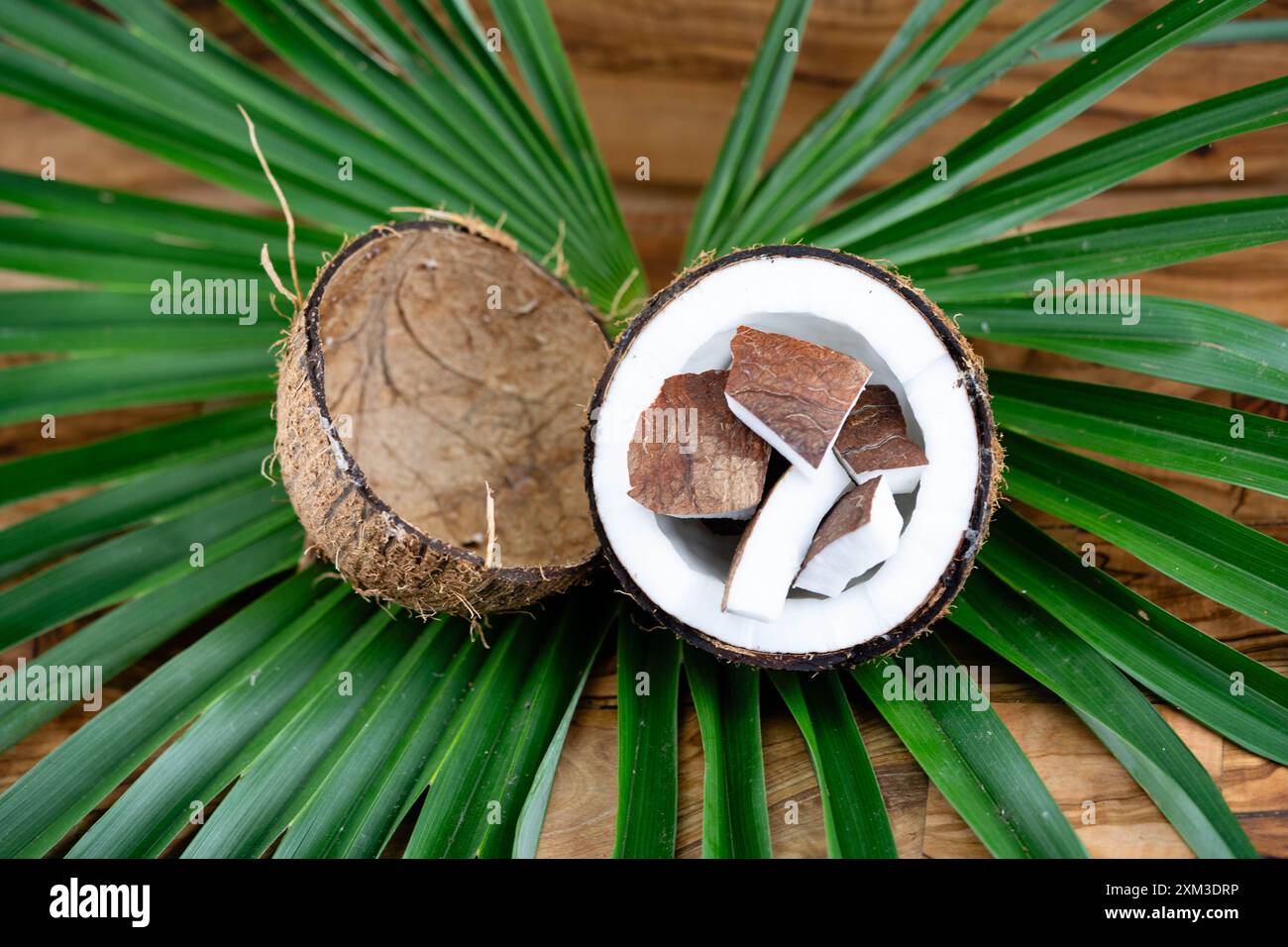 Copra dried pulp and ropes made from fibers of the coconut Cocos ...