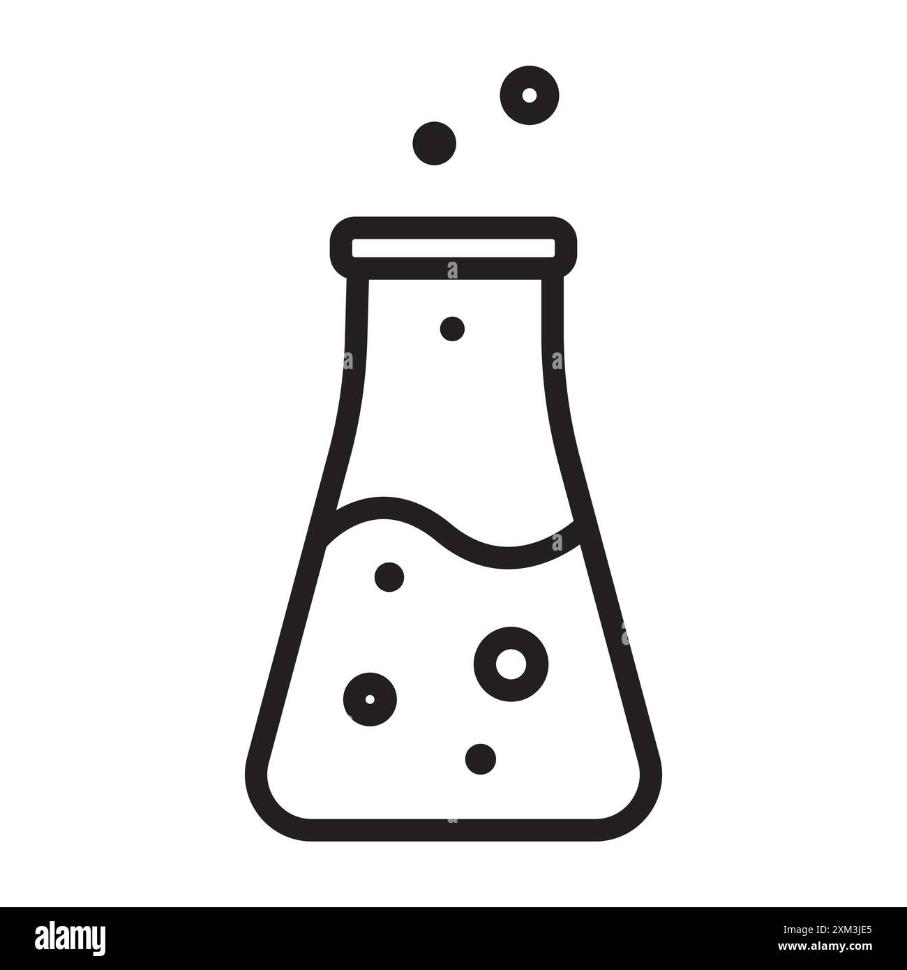 Chemical flask icon Black line art vector in black and white outline ...