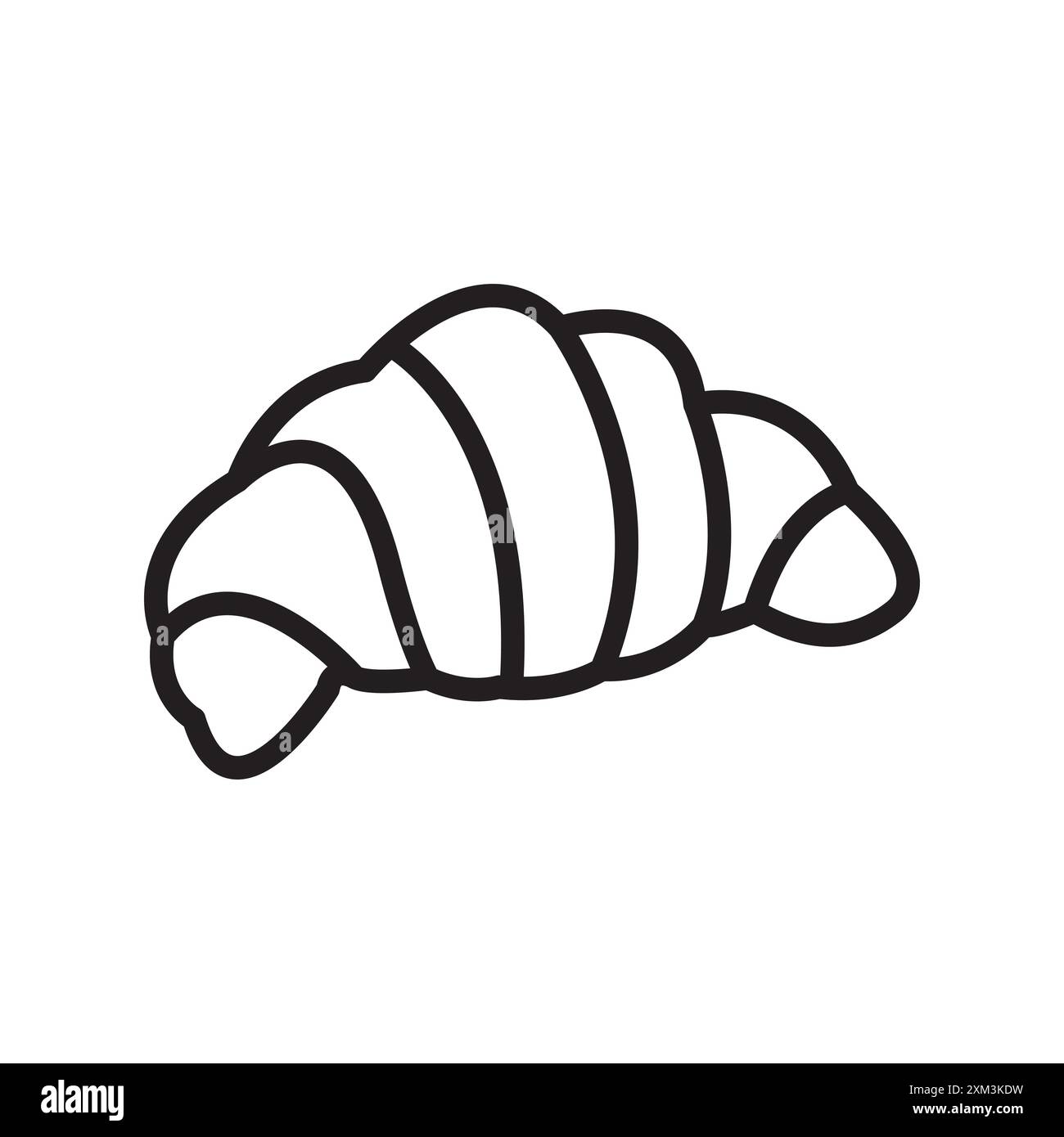 Croissant icon Black line art vector in black and white outline set ...