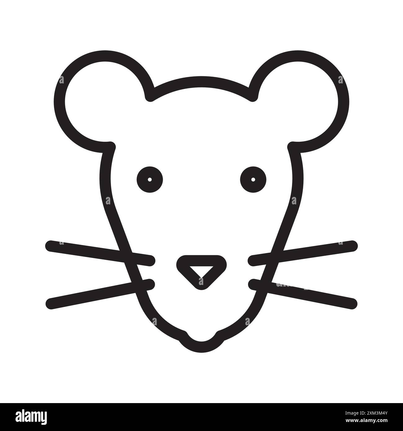 Face of mouse icon Black line art vector in black and white outline set ...