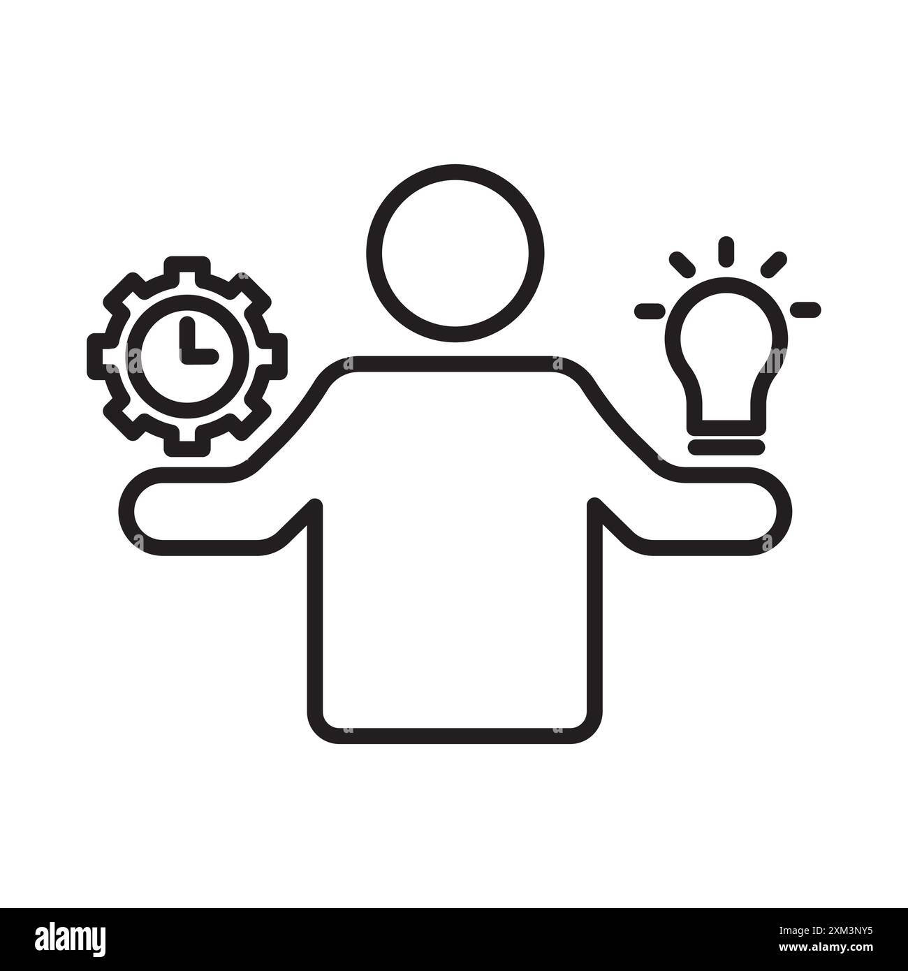 Productive man icon Black line art vector in black and white outline set collection sign Stock Vector