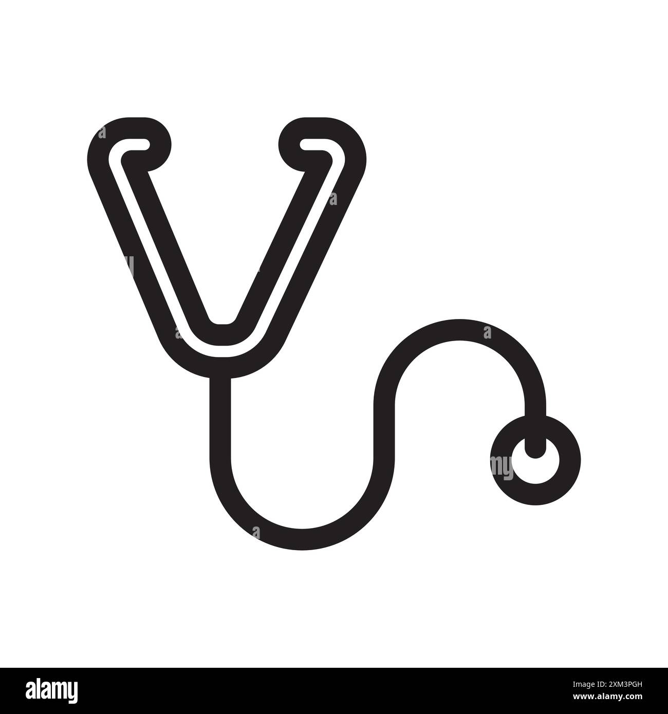 Stethoscope icon Black line art vector in black and white outline set ...