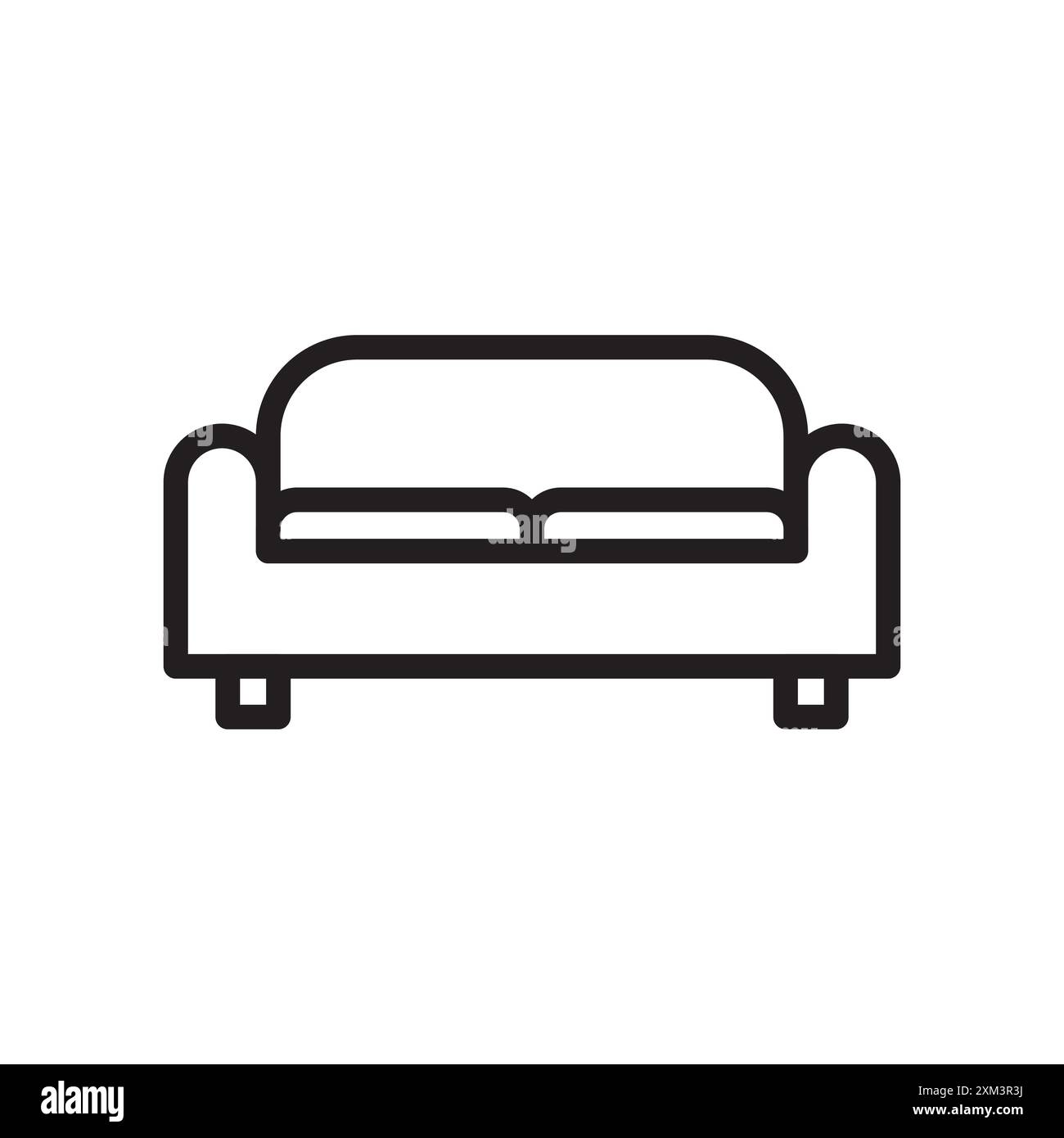 sofa icon Black line art vector in black and white outline set ...