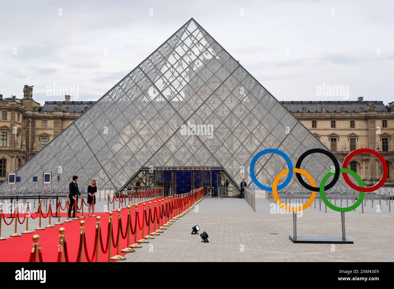 The Louvre Pyramid on the fourteenth day of the 2024 Paris Olympic
