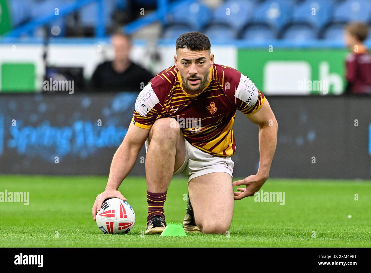 Jake Connor of Huddersfield Giants warms up ahead of the Betfred Super League Round 19 match Huddersfield Giants vs Leeds Rhinos at John Smith's Stadium, Huddersfield, United Kingdom, 25th July 2024  (Photo by Cody Froggatt/News Images) Stock Photo