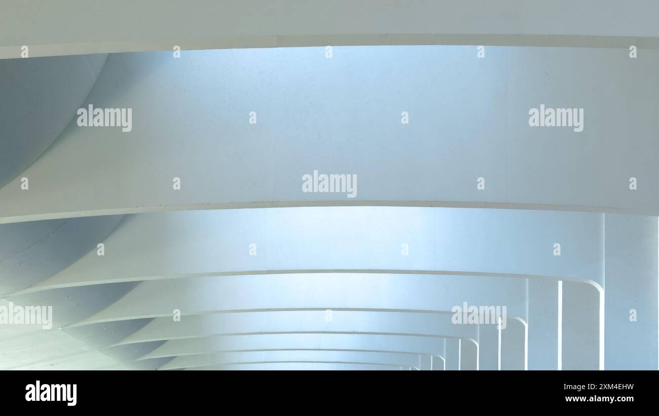 Interior view of a modern building with abstract architectural elements ...