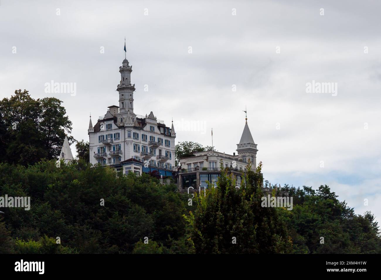 LUCERNE, SWITZERLAND - JULY 13, 2024: Chateau Gutsch, Hotel in Lucerne, Switzerland Stock Photo