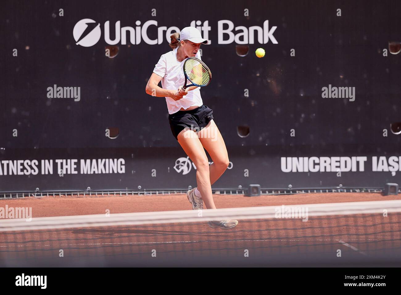 Iasi, Iasi, Romania. 24th July, 2024. Lea Boskovic (CRO) returns with backhand during the UNICREDIT IASI OPEN Iasi, Romanias - Womens Tennis, WTA250 (Credit Image: © Mathias Schulz/ZUMA Press Wire) EDITORIAL USAGE ONLY! Not for Commercial USAGE! Stock Photo