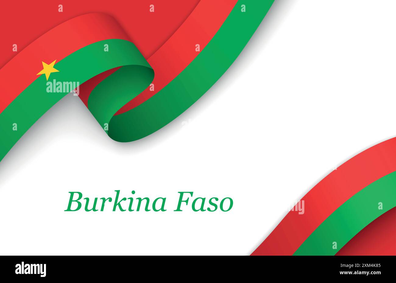 Curved ribbon with fllag of Burkina Faso on white background with ...